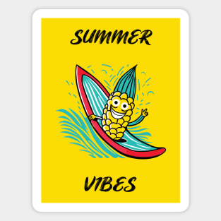 Cute Summer Vibes Surfing Corn Magnet